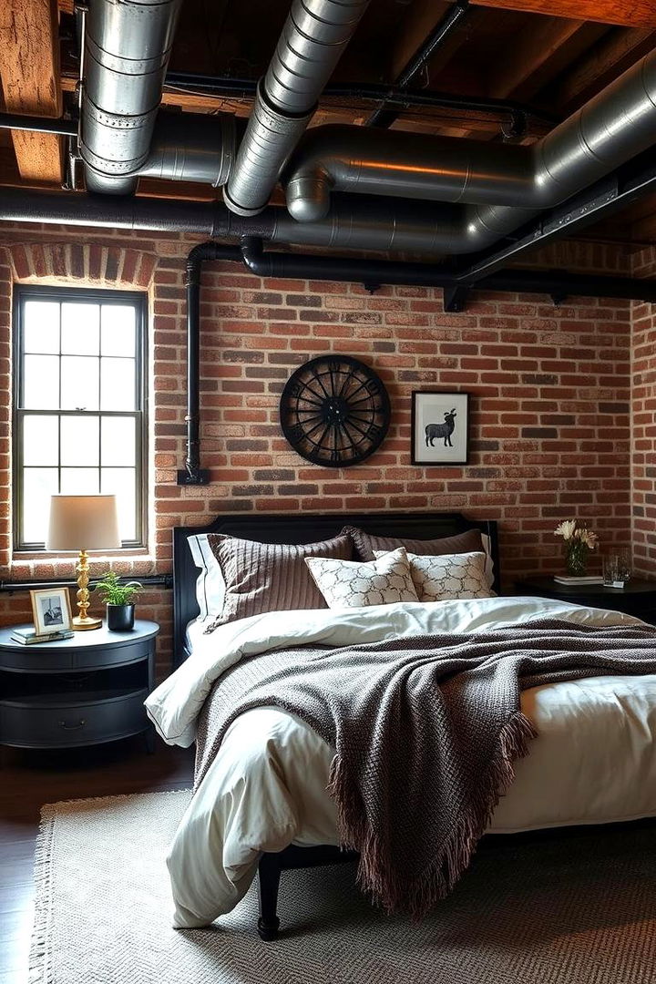 Warm Industrial Elegance - 22 Basement Bedroom Ideas