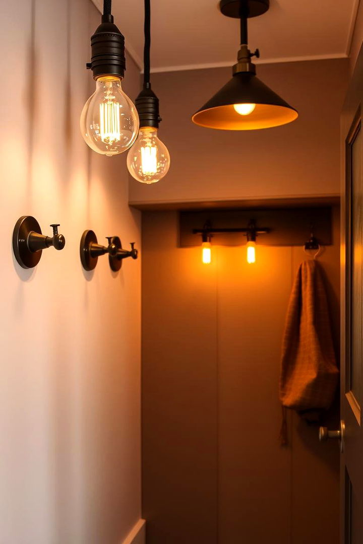 Warm Industrial Lighting - 22 Farmhouse Mudroom Ideas
