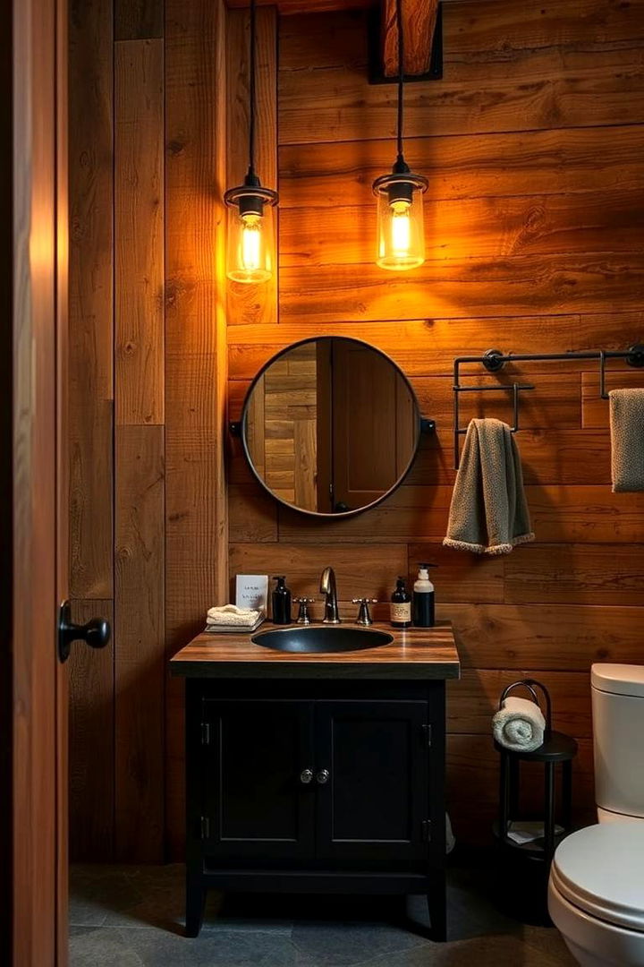 Warm Industrial Sophistication - 22 Black Vanity Bathroom Ideas