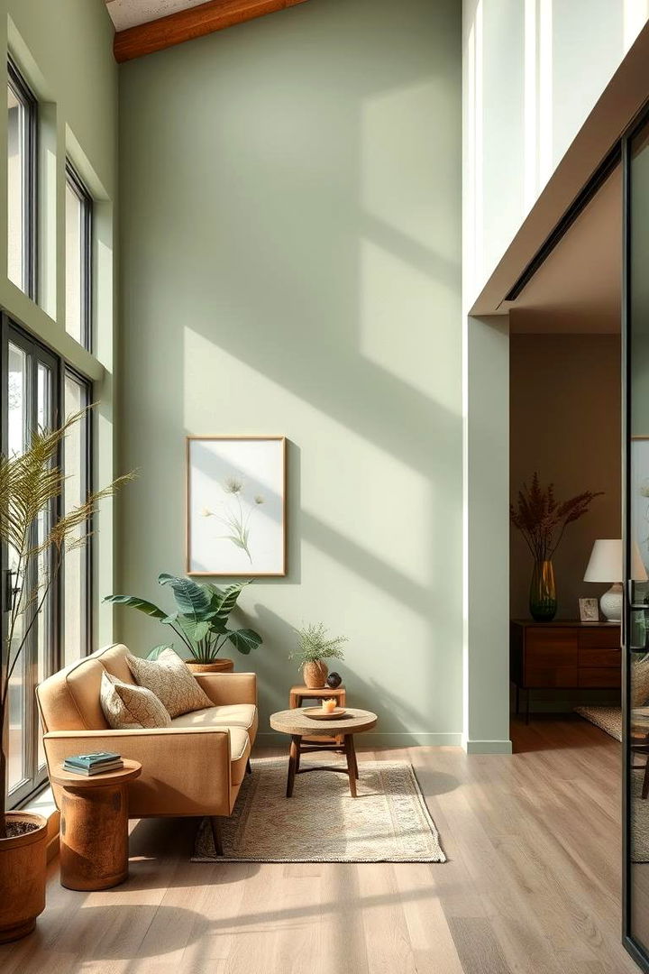 Warm Interior Transitions Reflecting Exterior Harmony - 22 Sage Green House With Brown Trim Ideas