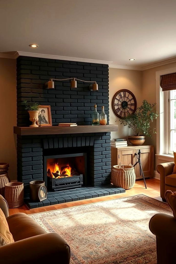 Warm Inviting Color Palette - 22 Black Brick Fireplace Ideas