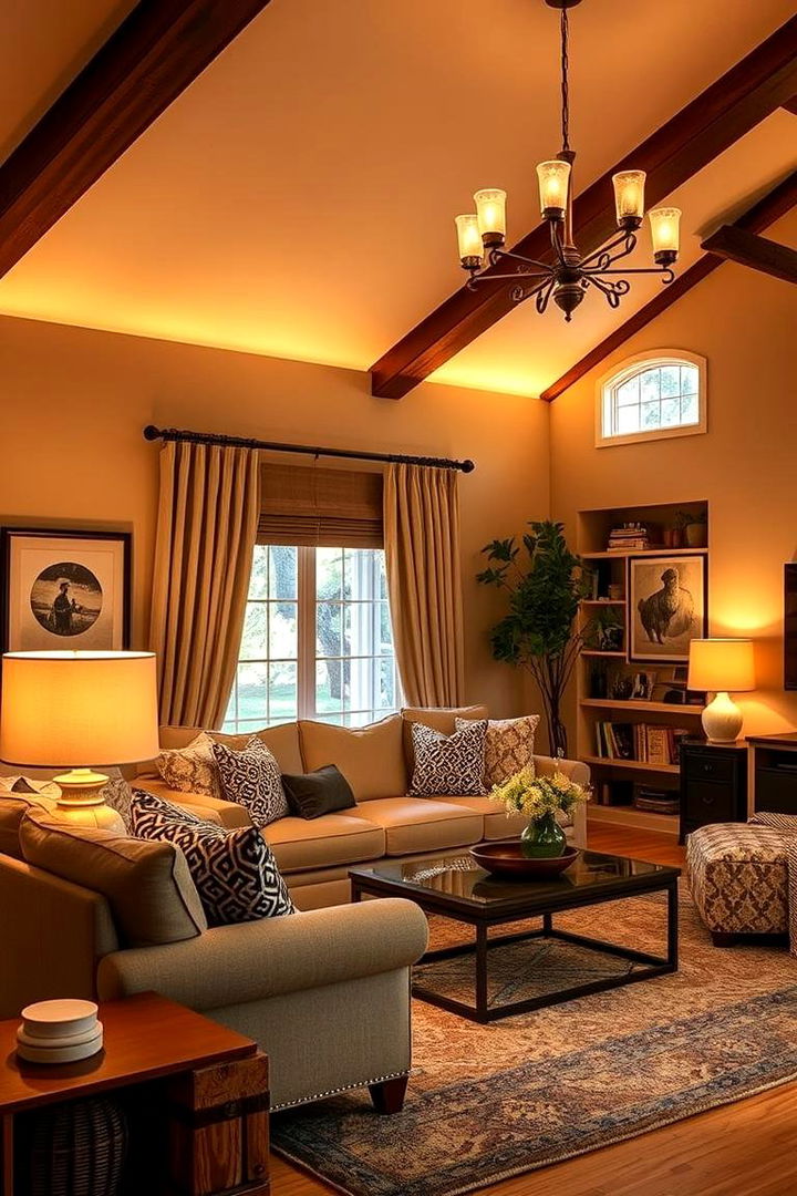 Warm Lighting Accents - 22 Family Room Ideas