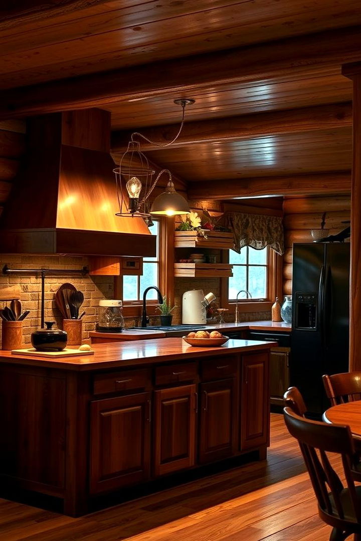 Warm Lighting Ambiance - 22 Cabin Kitchen Ideas