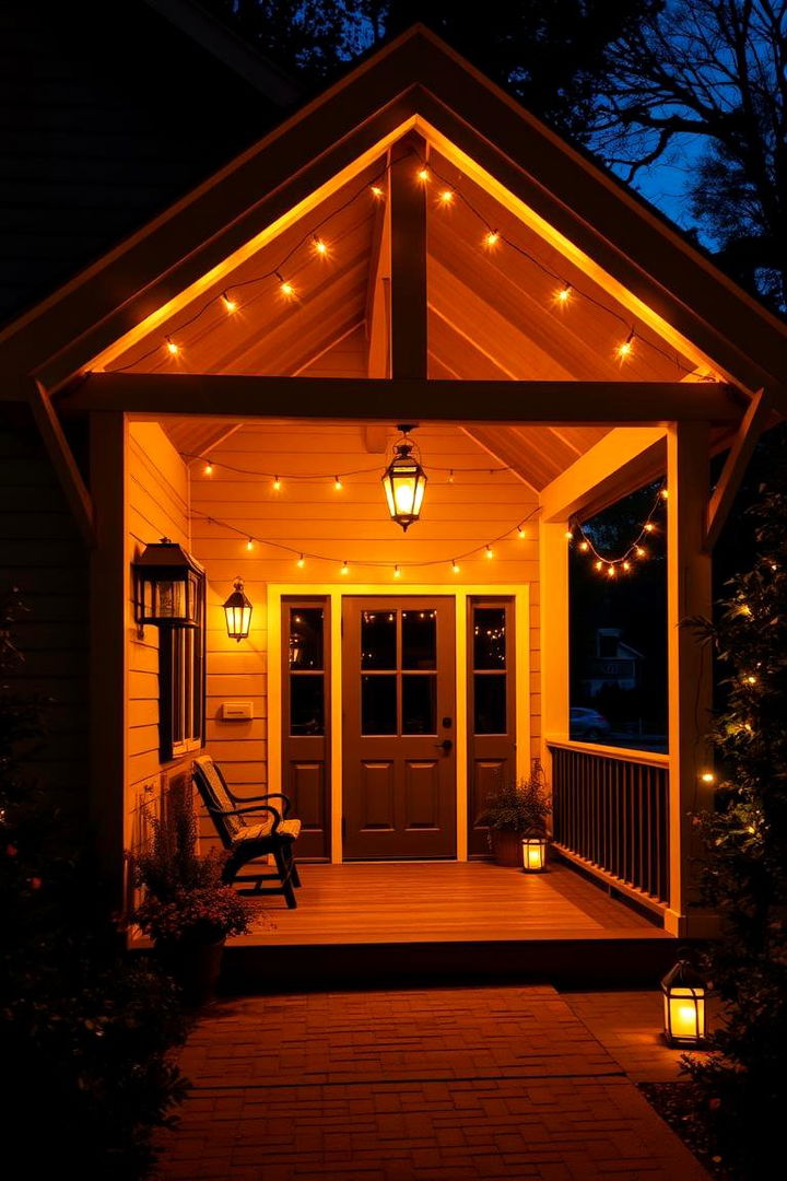 Warm Lighting Elements - 22 Open Gable Porch Ideas