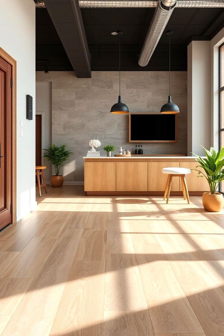 Warm Luxury Vinyl Tile - 22 Living Room Flooring Ideas