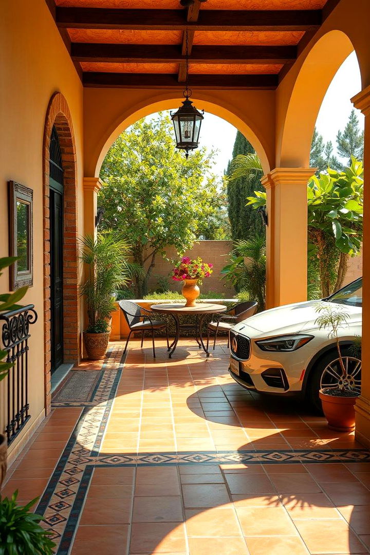 Warm Mediterranean Vibe Car Porch - 22 Car Porch Design Ideas