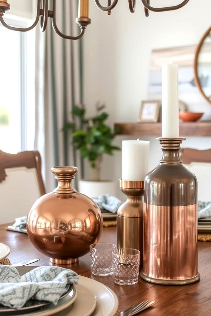 Warm Metal Accents - 22 Rustic Dining Room Ideas