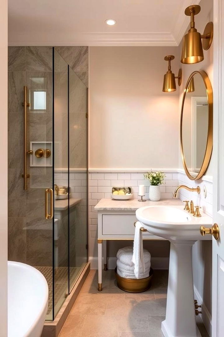 Warm Metallic Accents for a Touch of Glamour - 22 Elegant Bathroom Decor Ideas