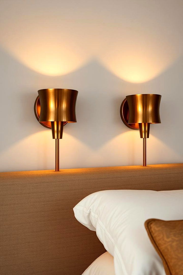 Warm Metallic Finishes Radiant and Inviting Accents - 22 Bedroom Wall Sconce Ideas
