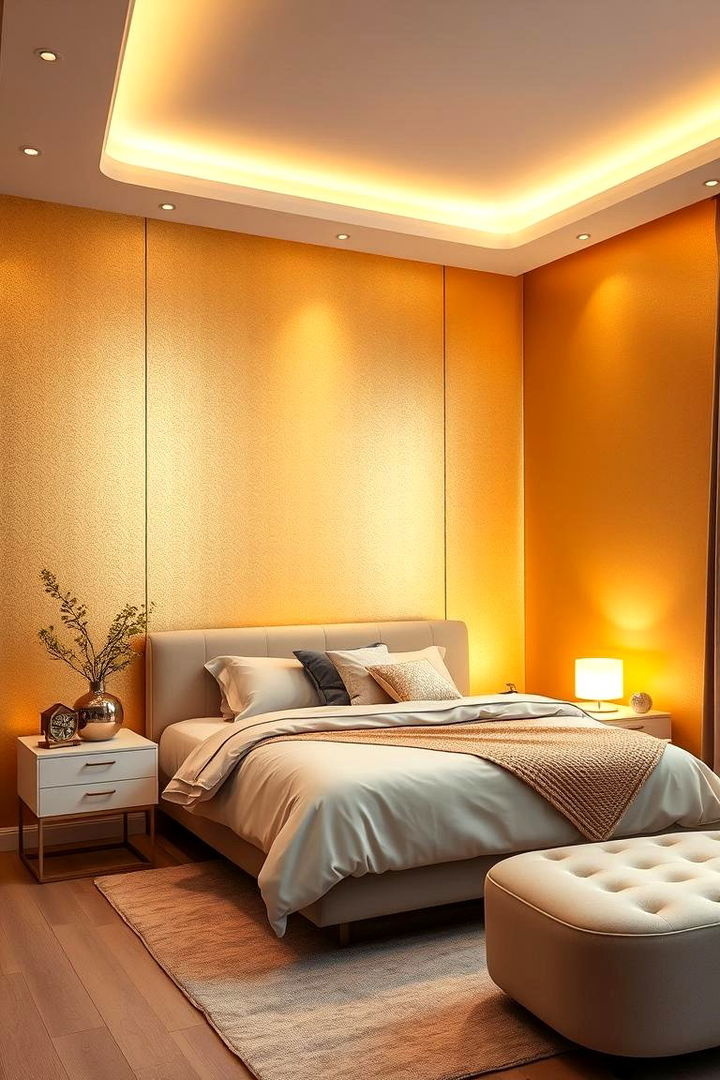 Warm Metallic Walls - 22 Gold Bedroom Ideas