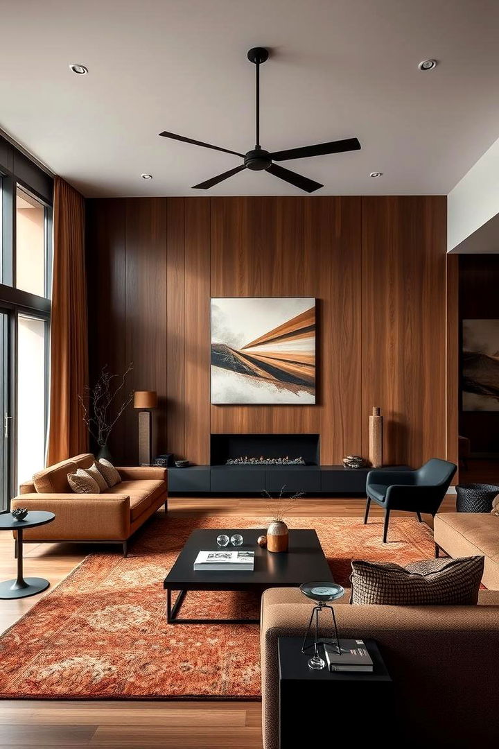Warm Modernity with Sleek Lines and Rich Tones - 22 Black and Brown Living Room Ideas