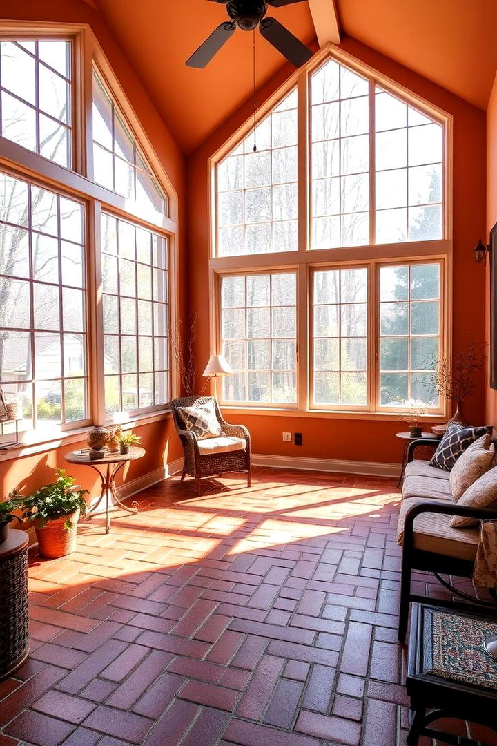 Warm Natural Tones - 22 Brick Floor Sunroom Ideas