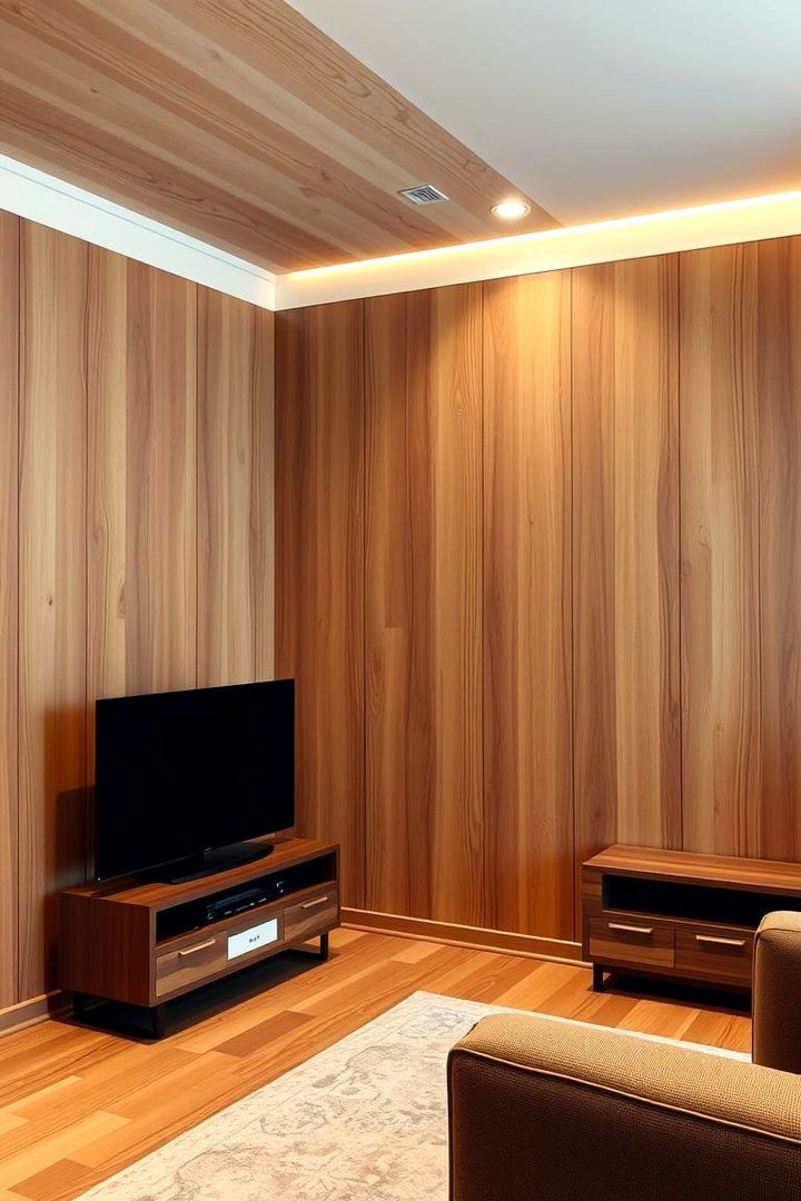 Warm Natural Wood Paneling - 22 Tv Accent Wall Ideas