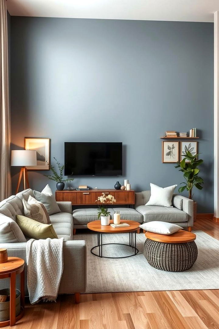 Warm Neutral Contrast - 22 Blue and Grey Living Room Ideas