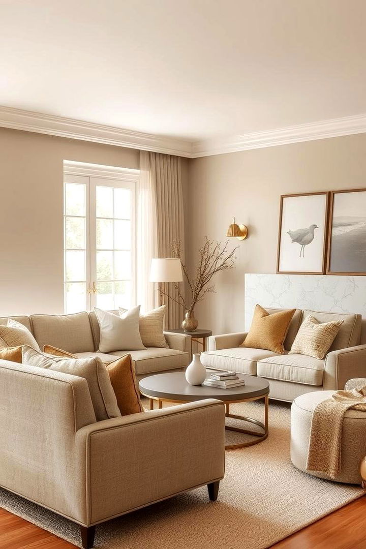Warm Neutral Palettes - 22 Long Living Room Ideas