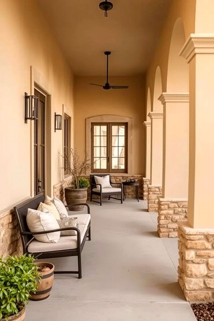Warm Neutral Tones - 22 Raised Ranch Front Porch Ideas
