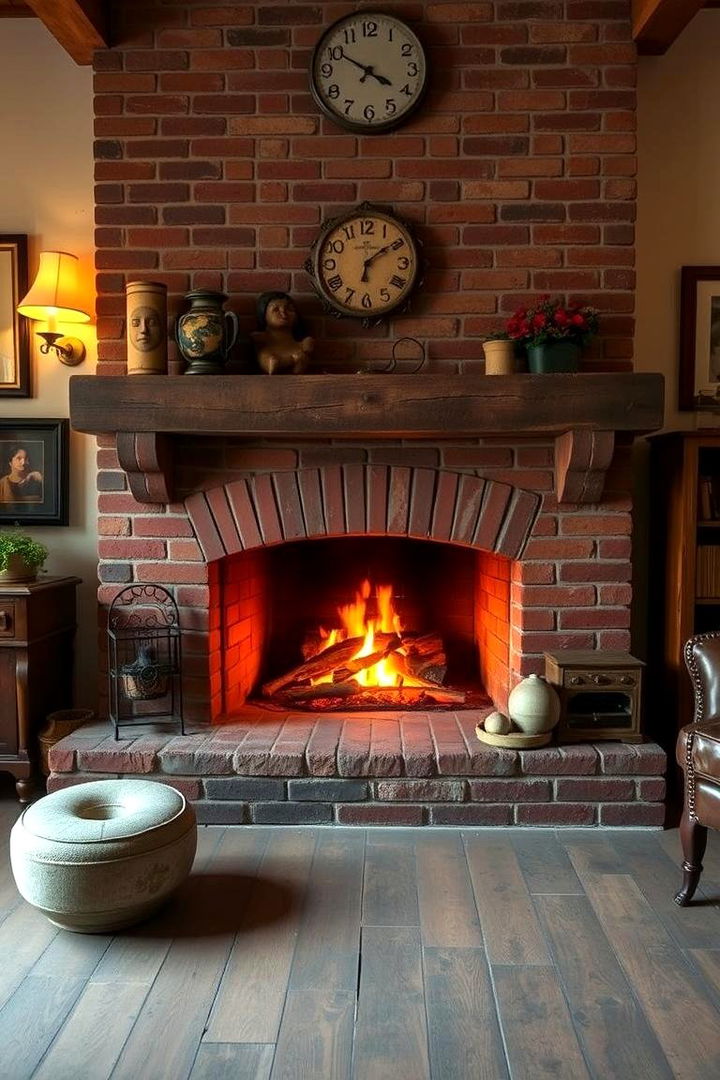 Warm Nostalgic Ambiance - 22 Rustic Brick Fireplace Ideas