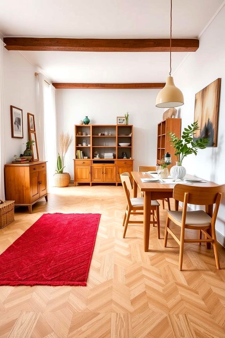 Warm Red Textured Rugs - 22 Red Dining Room Ideas