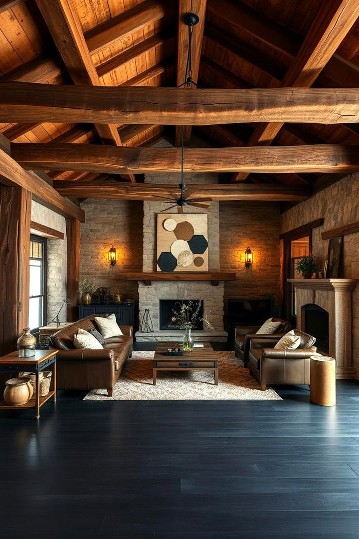 Warm Rustic Charm - 22 Black Floor Living Room Ideas