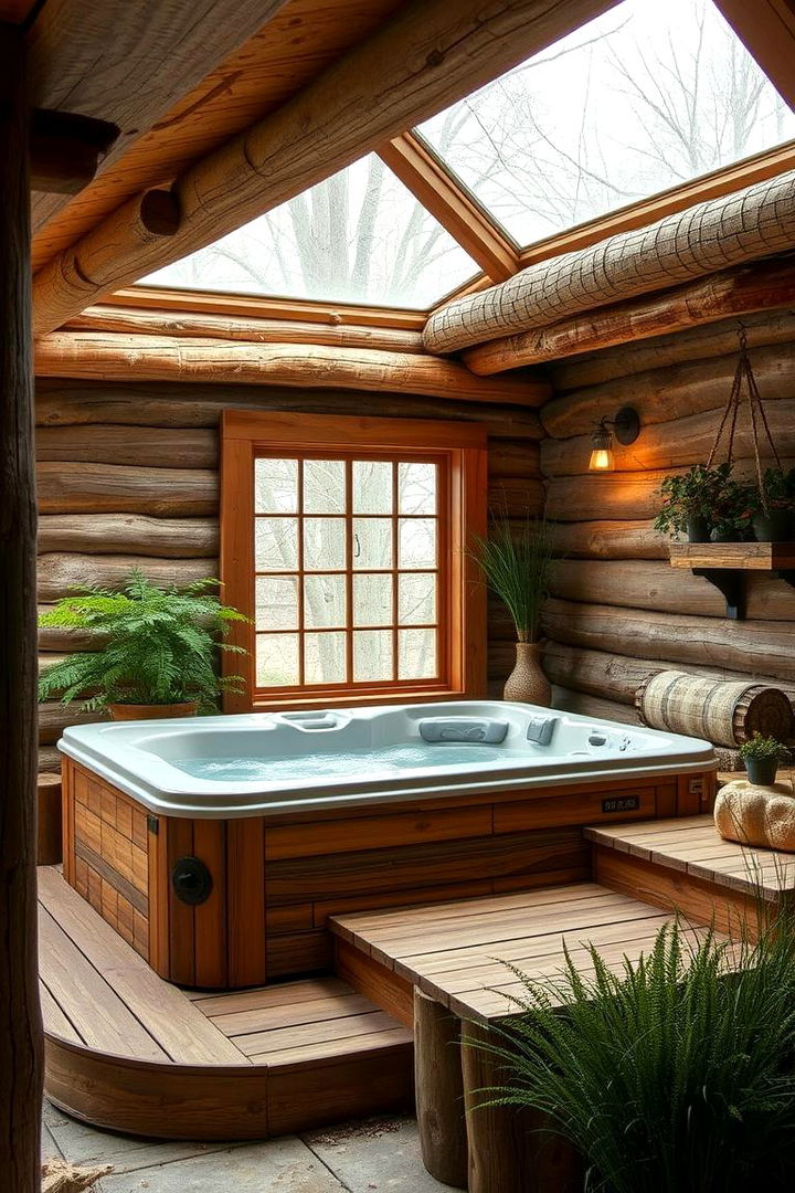 Warm Rustic Look with Natural Wood Accents - 22 Sunken Hot Tub Ideas