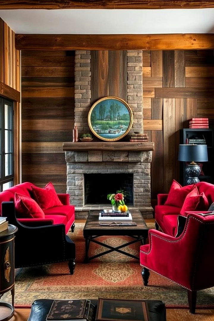Warm Rustic Touch - 22 Black and Red Living Room Ideas