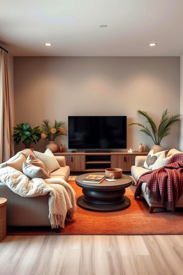 Warm Textile Elements for Coziness - 22 Small Living Room Ideas With Tv