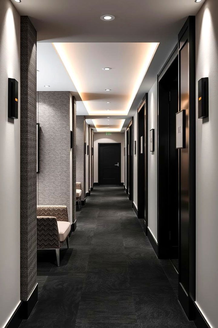 Warm Textural Fabric Accents - 22 Black and White Hallway Ideas