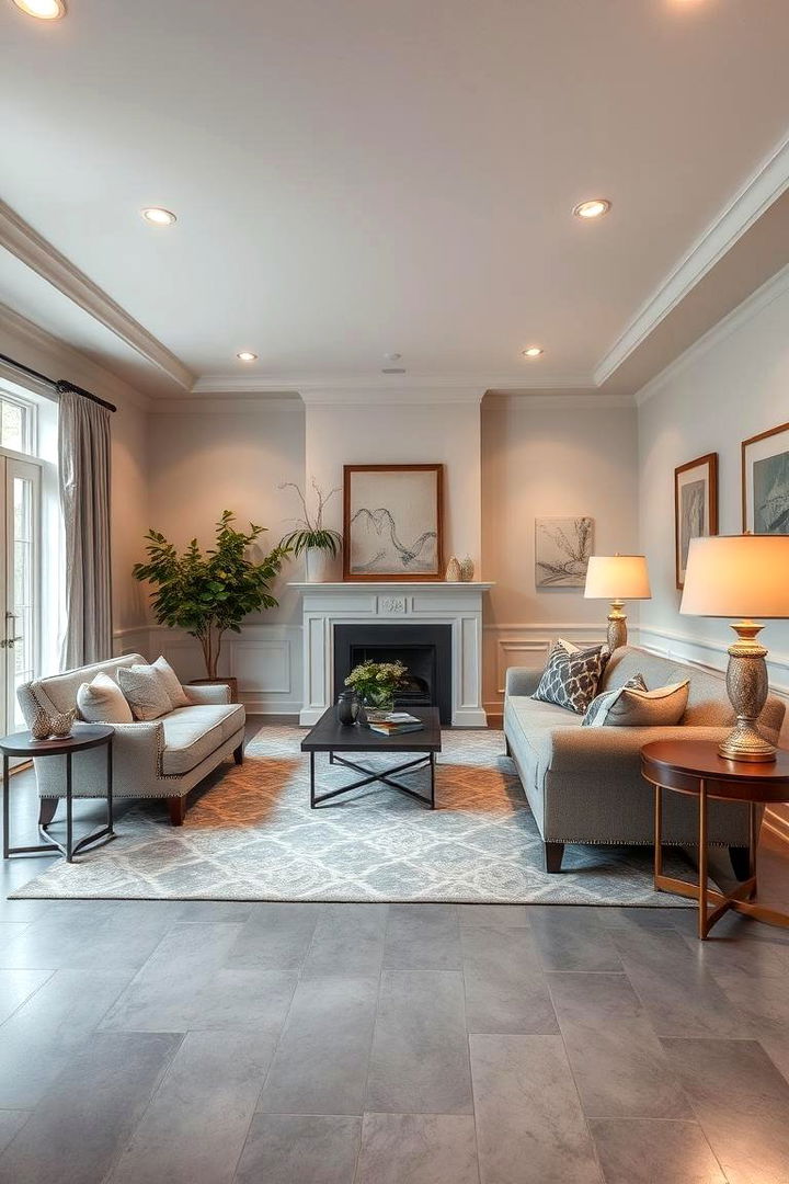 Warm Transitional Elegance - 22 grey flooring living room ideas