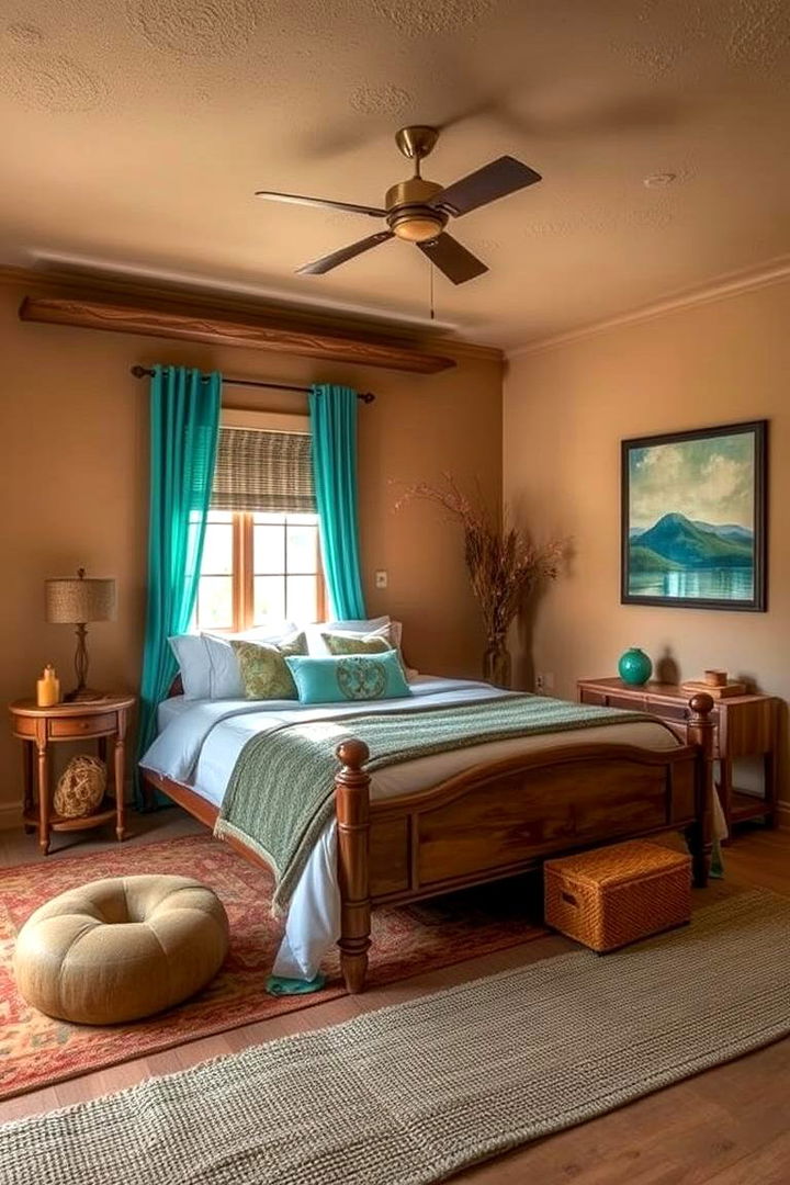 Warm Turquoise with Earthy Tones - 22 Turquoise Bedroom Ideas