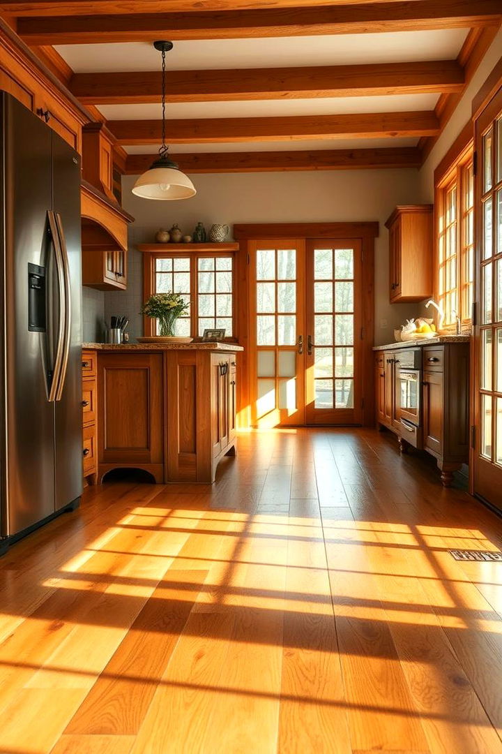 Warm Wood Flooring to Ground the Space - 22 Craftsman Kitchen Ideas