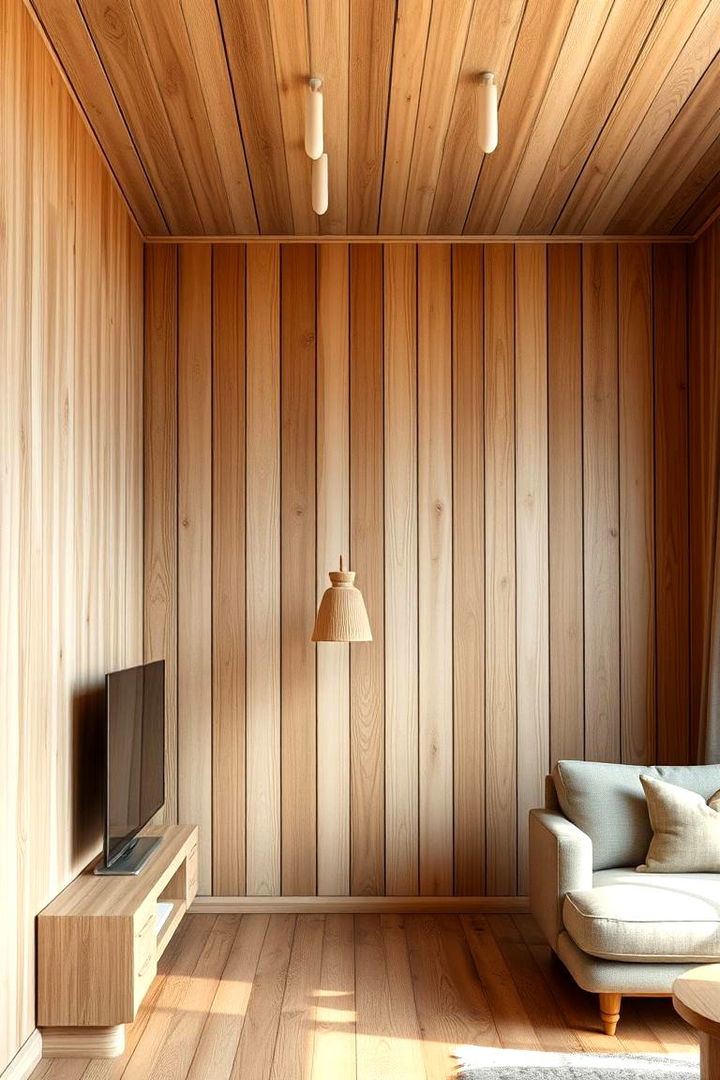 Warm Wood Paneling Accent - 22 Living Room Accent Wall Ideas