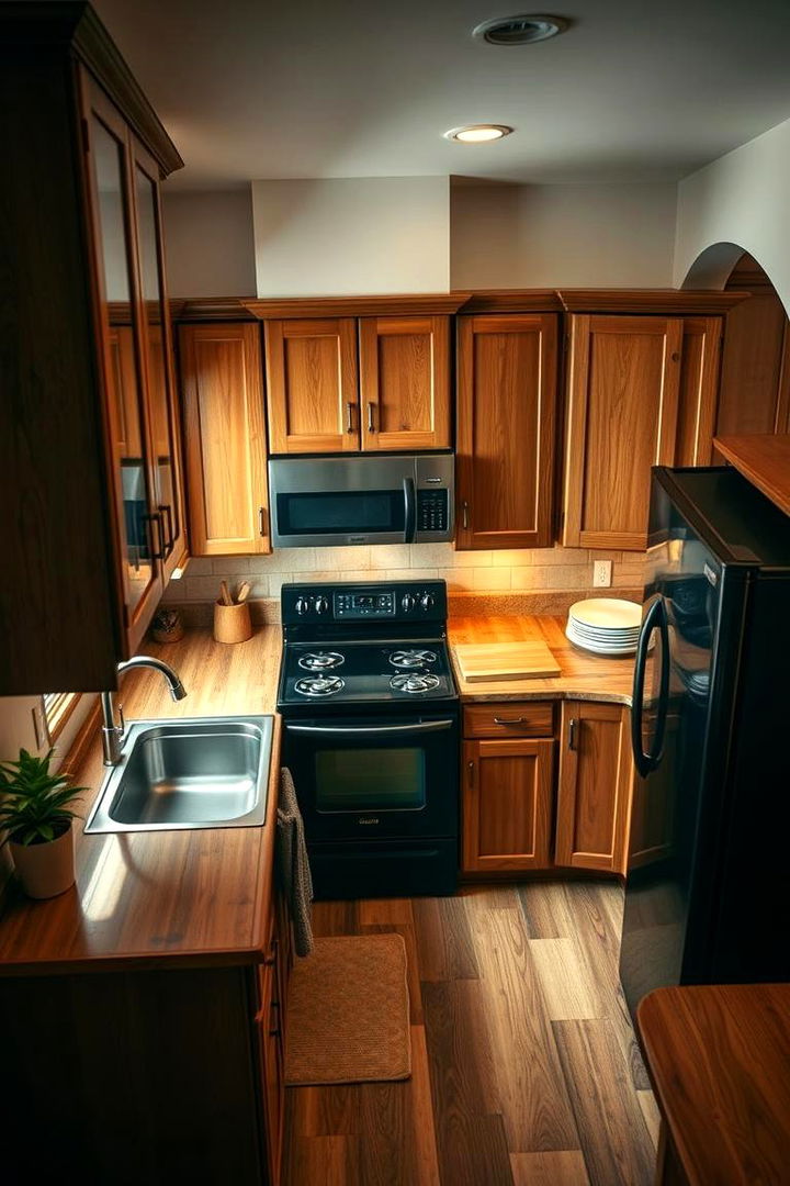 Warm Wood Tones - 22 What Color Cabinets Go With Black Appliances