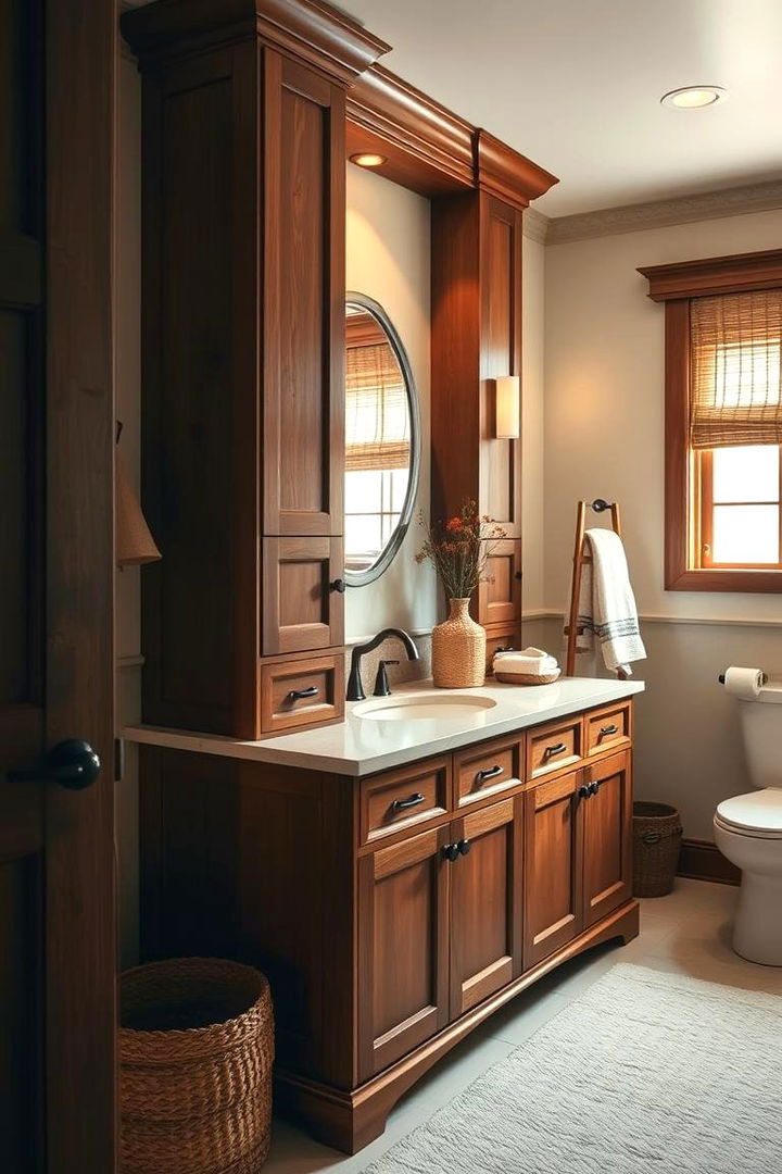 Warm Wooden Finishes and Touches - 22 Hall Bathroom Ideas