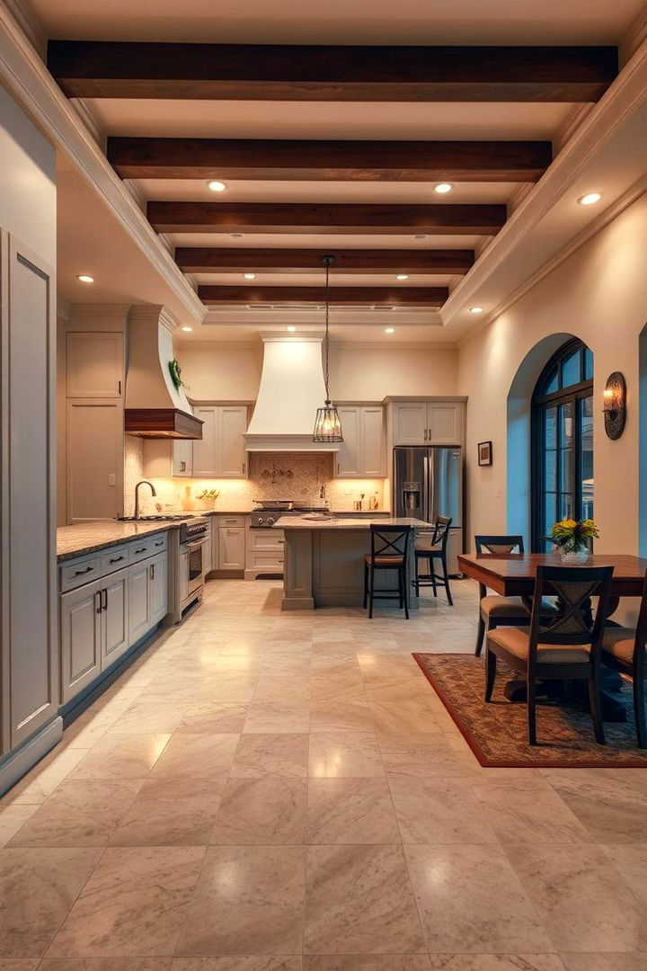Warm and Inviting Ambiance - 22 Travertine Floor Kitchen Ideas