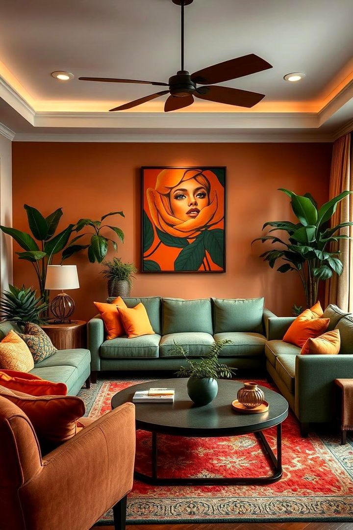 Warm and Inviting Ambience - 22 Green and Orange Living Room Ideas