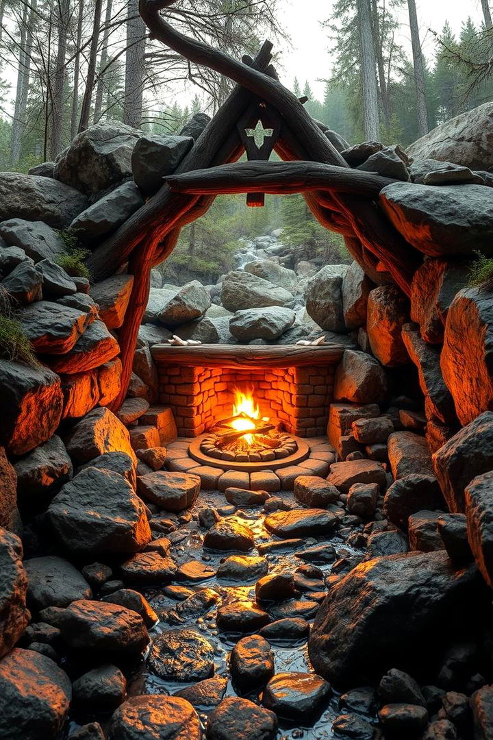 Warm and Inviting Natural Retreat - 22 River Rock Fireplace Ideas