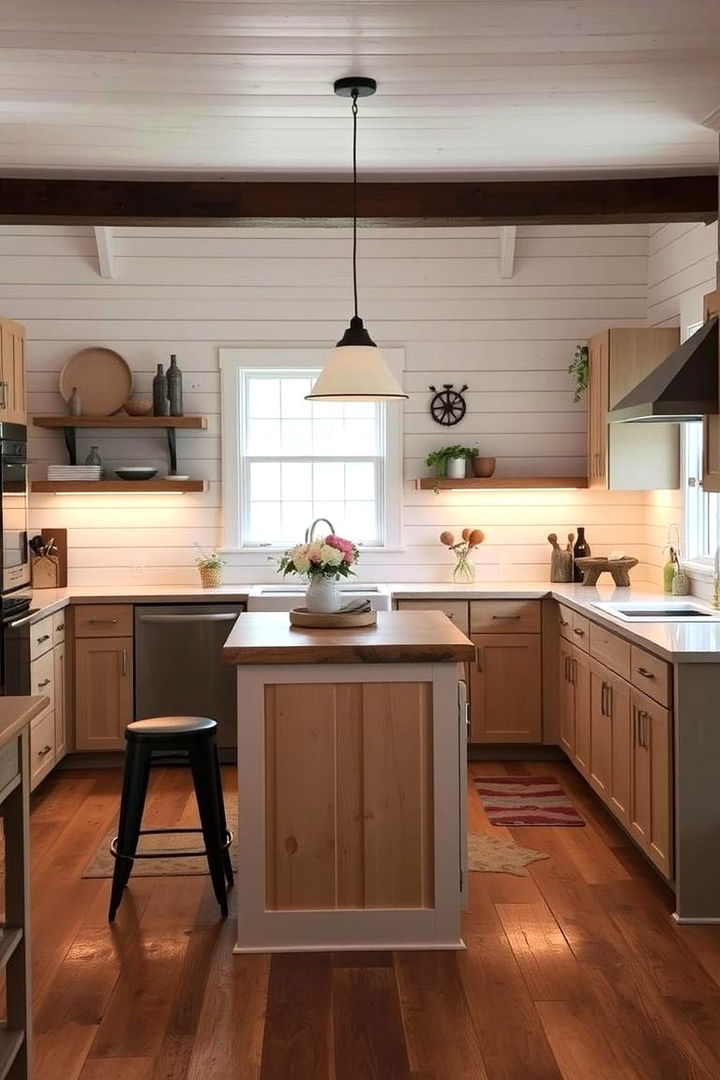 Warm and Inviting Shades for Cozy Kitchens - 22 Kitchen Shiplap Ideas With Kitchen Island Ideas
