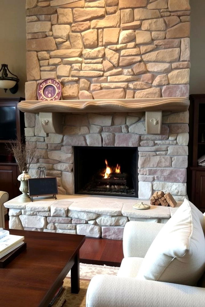 Warm and Inviting Stone Hearth - 22 Floor to Ceiling Stone Fireplace Ideas