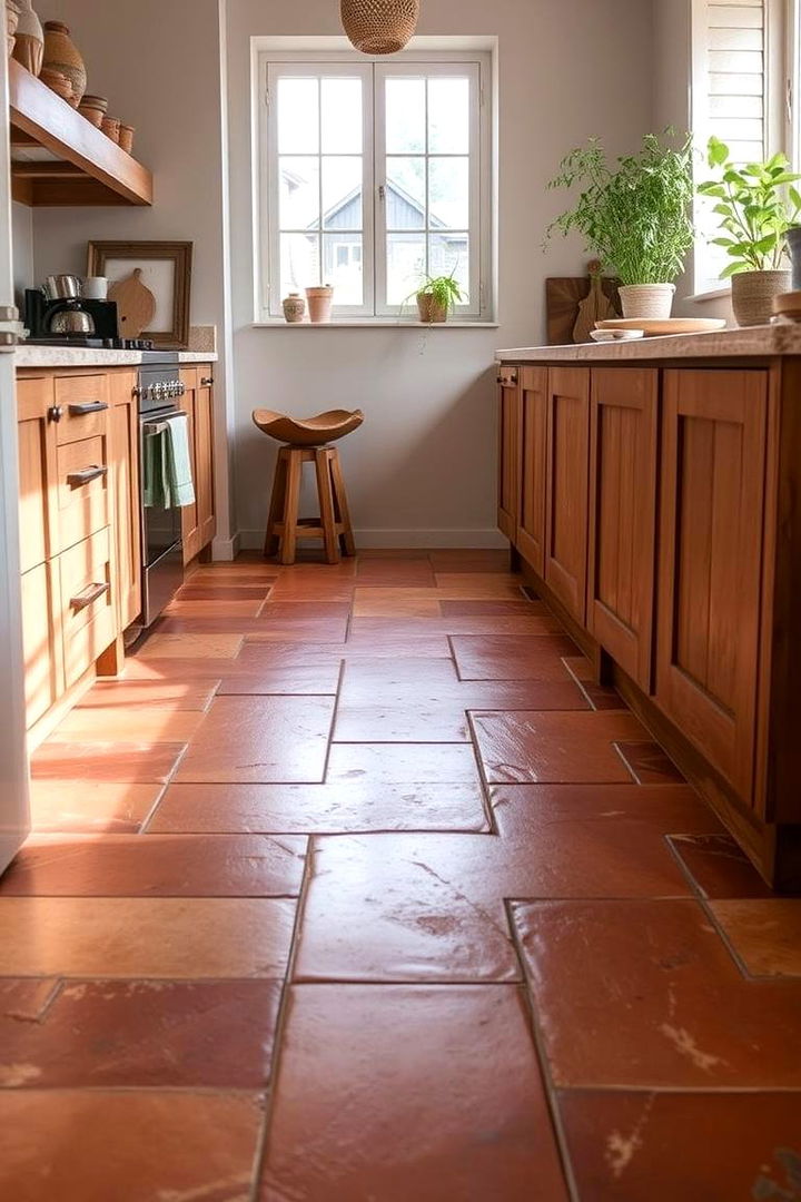 Warm and Natural Texture - 22 Terracotta Kitchen Floor Ideas