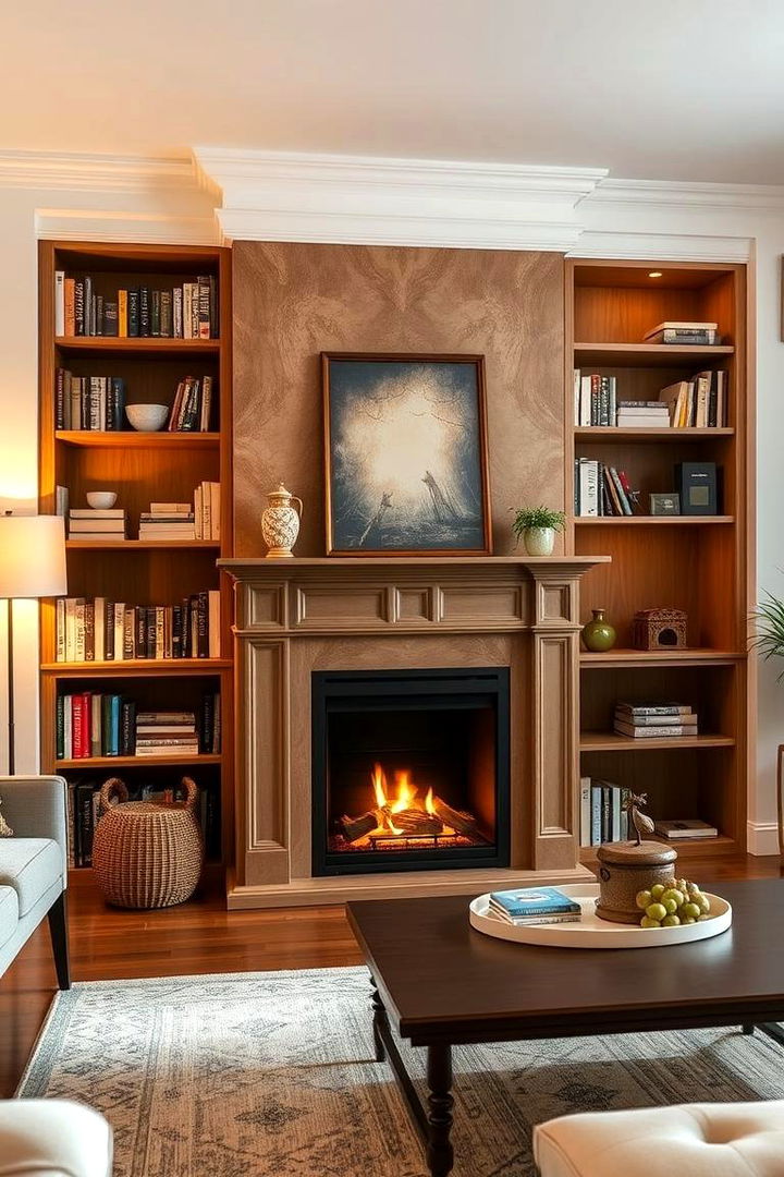 Warmth And Function - 22 Fireplace With Bookshelves
