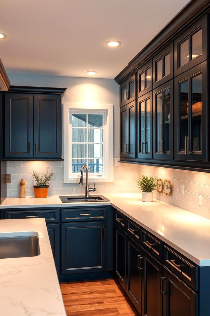 Warmth and Invitation Through Color Contrast - 22 Black Kitchen Cabinets With White Countertops