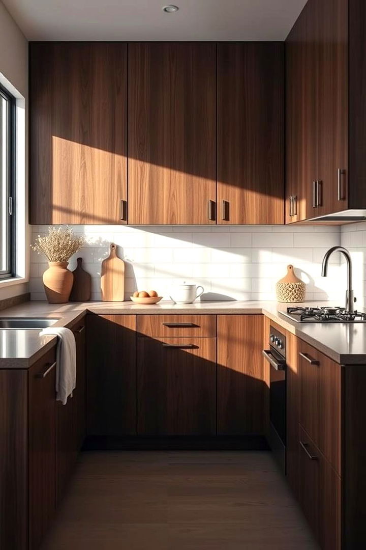 Warmth in Simplicity - 22 Dark Wood Kitchen Cabinets