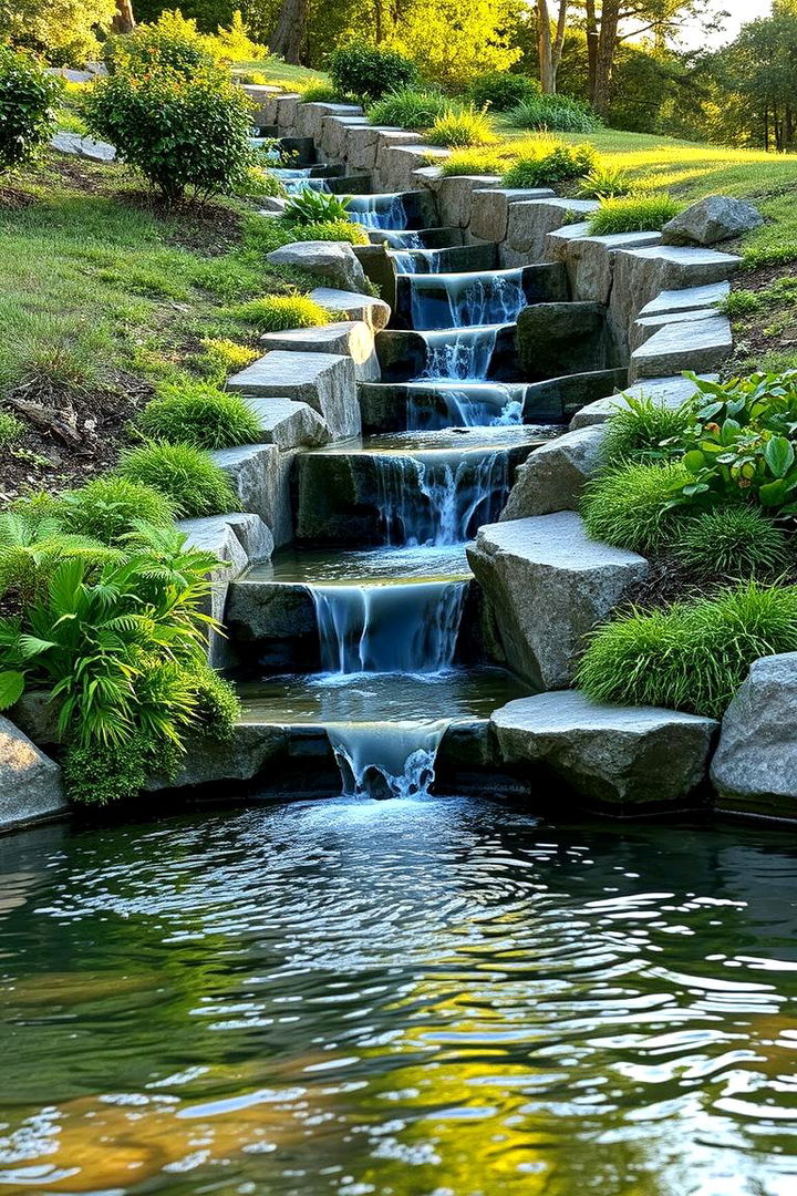 Water Feature Accent - 22 Sloped Garden Ideas