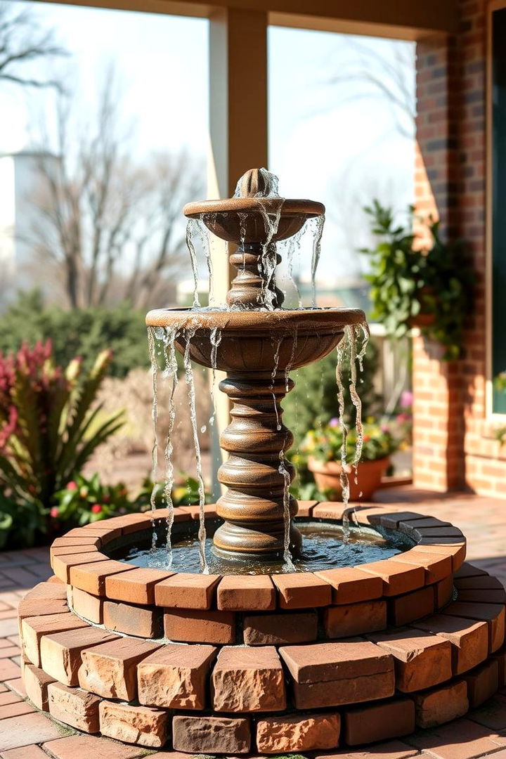 Water Feature Brick Fountain - 22 Brick Porch Ideas
