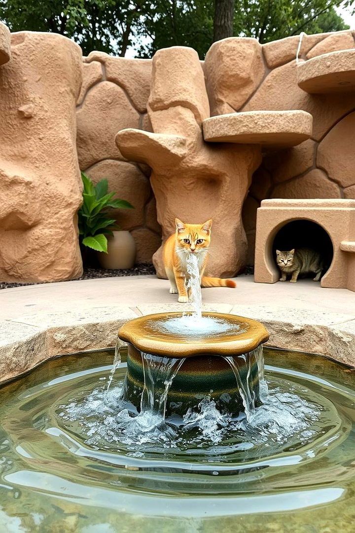 Water Feature Cat Retreat - 22 Outdoor Cat Tree Ideas