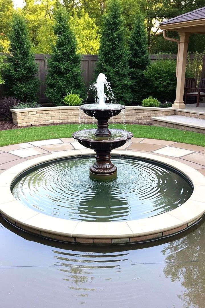 Water Feature Centerpiece - 22 Semi Circle Patio Ideas and Inspiration