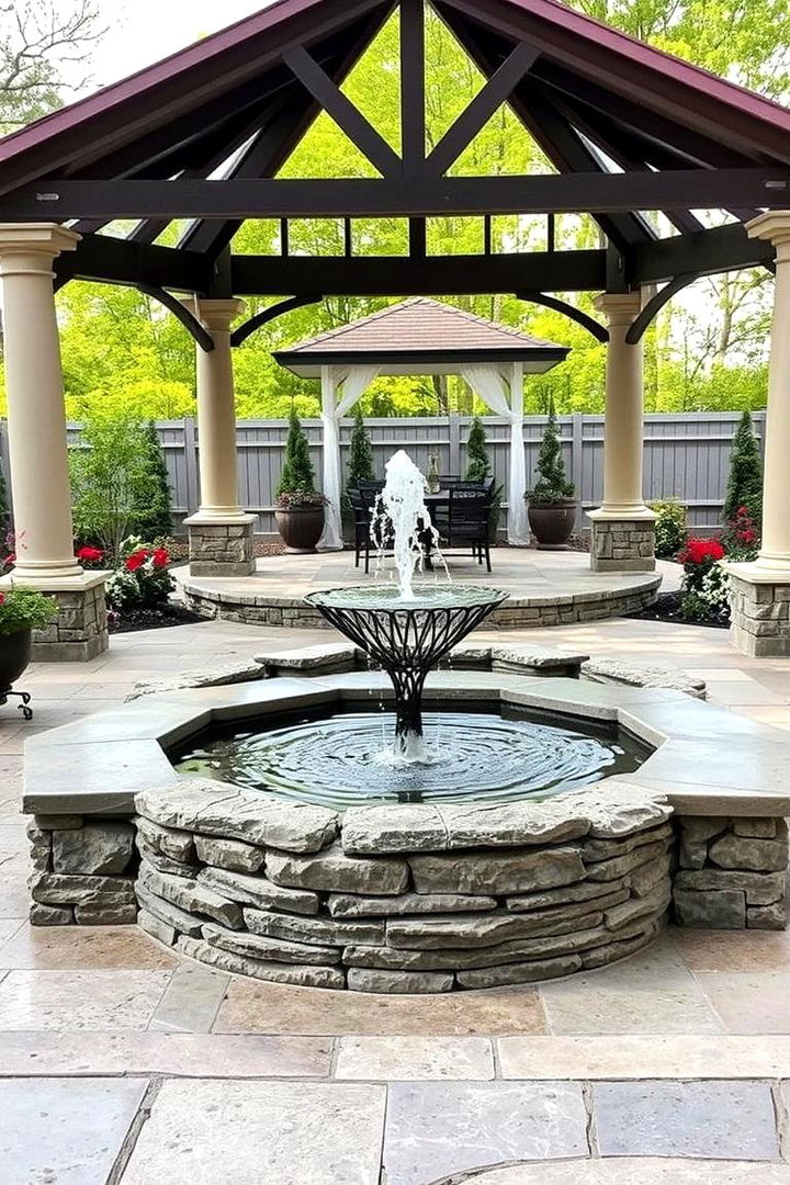 Water Feature Elegance - 22 patio with a gazebo ideas