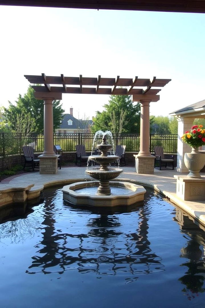 Water Feature Elegance - 22 Patio With a Pergola Ideas