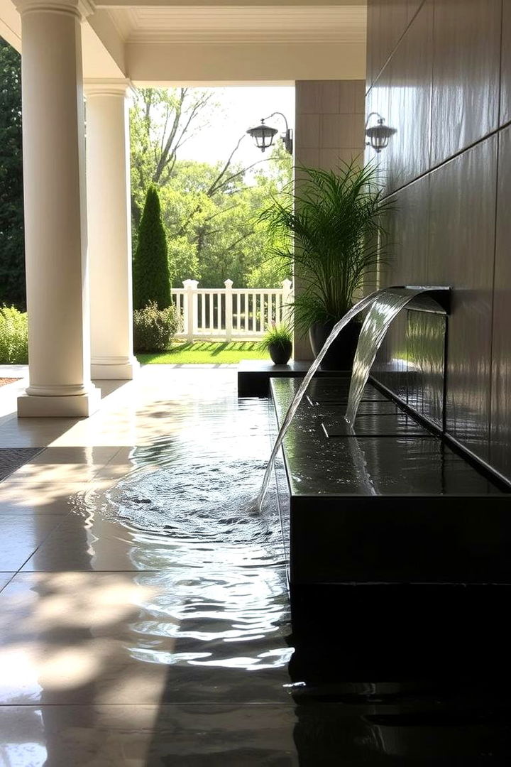 Water Feature Elegance - 22 Concrete Porch Ideas