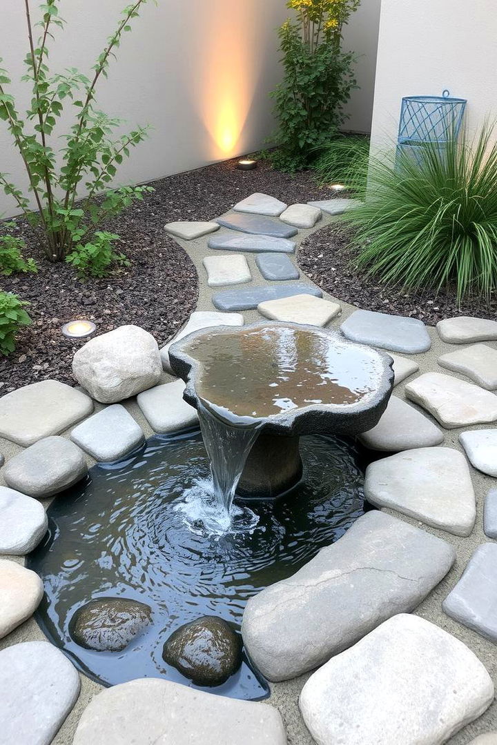 Water Feature Harmony - 22 Patio Small Garden Ideas